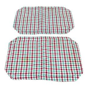 Vintage Red Green Plaid Cloth Christmas Small Table Placemats Set of 2 15.x10